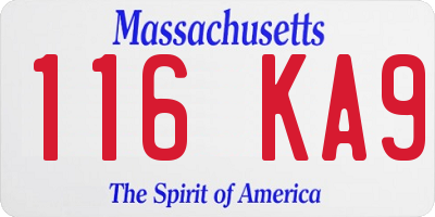 MA license plate 116KA9