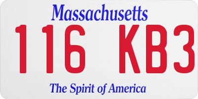 MA license plate 116KB3