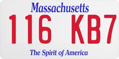 MA license plate 116KB7