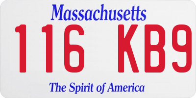 MA license plate 116KB9