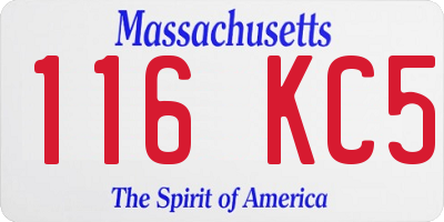 MA license plate 116KC5