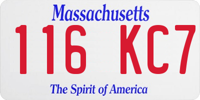 MA license plate 116KC7