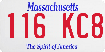 MA license plate 116KC8
