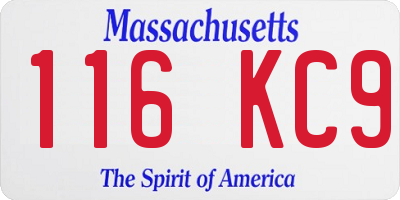 MA license plate 116KC9