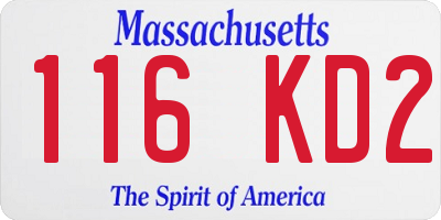 MA license plate 116KD2