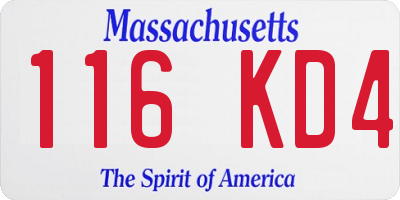 MA license plate 116KD4