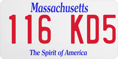 MA license plate 116KD5
