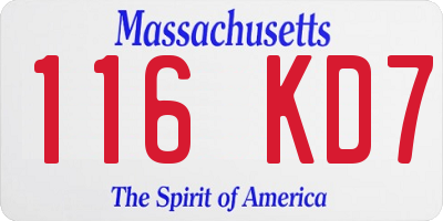 MA license plate 116KD7
