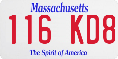 MA license plate 116KD8