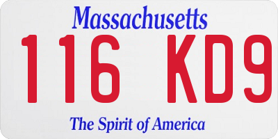 MA license plate 116KD9