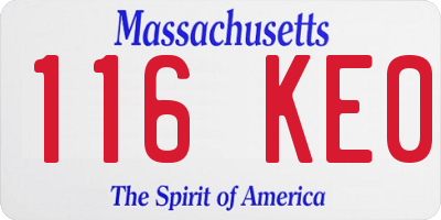MA license plate 116KE0