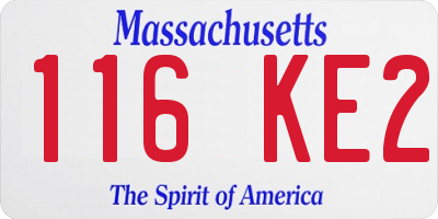 MA license plate 116KE2