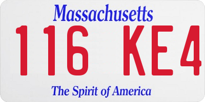MA license plate 116KE4
