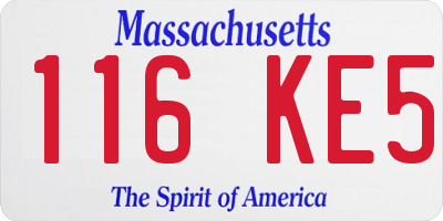 MA license plate 116KE5