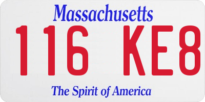 MA license plate 116KE8