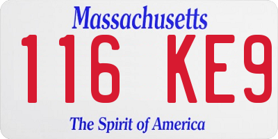 MA license plate 116KE9