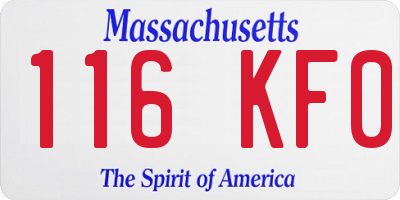 MA license plate 116KF0
