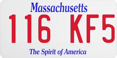 MA license plate 116KF5