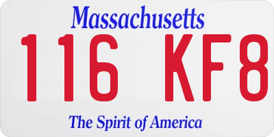 MA license plate 116KF8