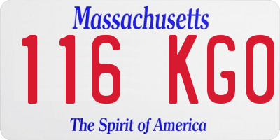 MA license plate 116KG0