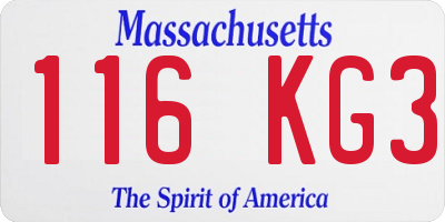 MA license plate 116KG3