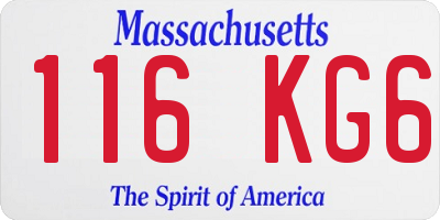 MA license plate 116KG6