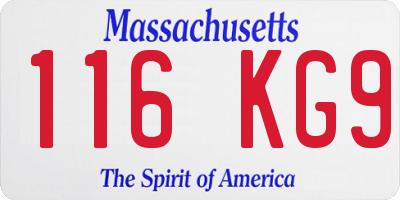 MA license plate 116KG9