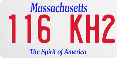 MA license plate 116KH2