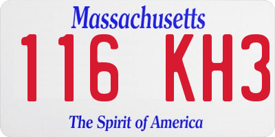 MA license plate 116KH3