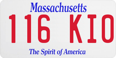 MA license plate 116KI0
