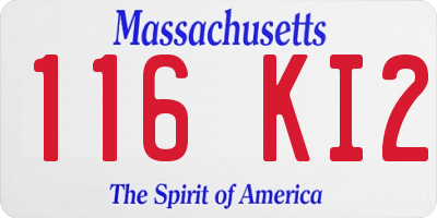 MA license plate 116KI2