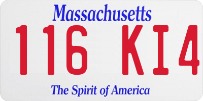 MA license plate 116KI4