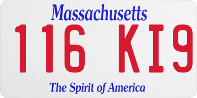 MA license plate 116KI9