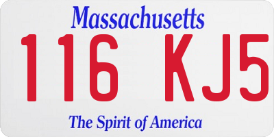 MA license plate 116KJ5