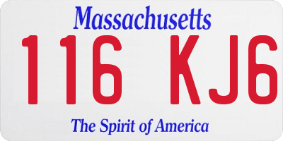 MA license plate 116KJ6