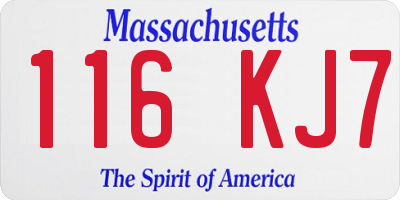 MA license plate 116KJ7