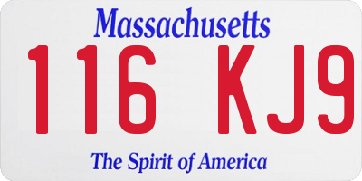 MA license plate 116KJ9