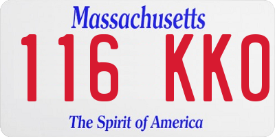 MA license plate 116KK0