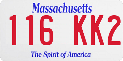 MA license plate 116KK2