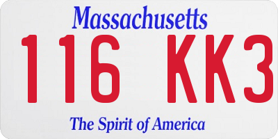 MA license plate 116KK3