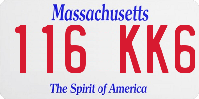 MA license plate 116KK6