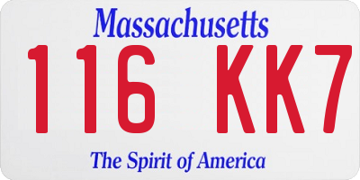 MA license plate 116KK7