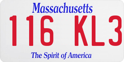 MA license plate 116KL3