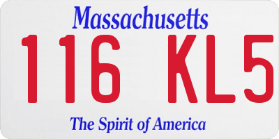 MA license plate 116KL5