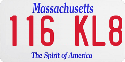 MA license plate 116KL8