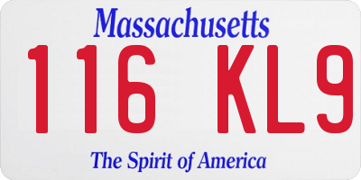 MA license plate 116KL9