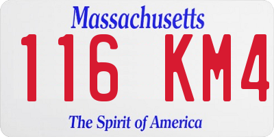 MA license plate 116KM4