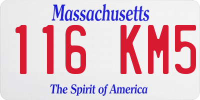 MA license plate 116KM5
