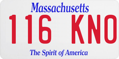 MA license plate 116KN0