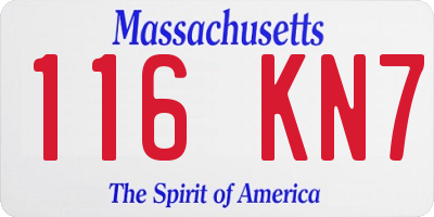 MA license plate 116KN7
